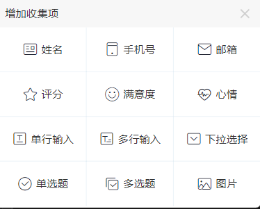 选择自定义收集项类型